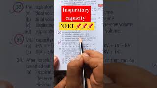 Inspiratory capacity NEET QUESTION youtubeshort neet biologybook [upl. by Rempe994]