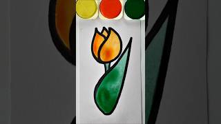 Easy Tulip short  watercolor [upl. by Erda]