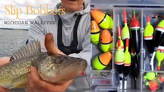 Walleye Fishing Michigan with Slip Bobbers How to Set Up Rig [upl. by Wagoner554]