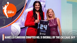 KAMILLA CARDOSO DRAFTED NO 3 OVERALL BY THE CHICAGO SKY 🙌  WNBA Draft [upl. by Asertal]