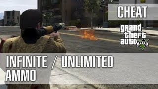 Grand Theft Auto 5  GTA 5  Infinite  Unlimited Ammo Cheat RPG Mini Gun C4 CheatHack [upl. by Anaiad]