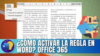 COMO ACTIVAR LA REGLA EN WORD OFFICE 365 [upl. by Berard]