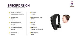 V9 High End Business Bluetooth Headset  Instructions and Features Shen Zhen Suo Yi [upl. by Annoeik]