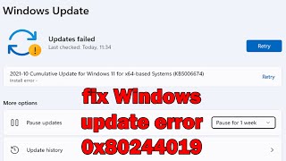 How to fix Windows update error 0x80244019 in windows 11 [upl. by Solahcin]