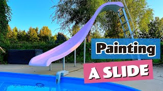 What to paint a pool slide with Pool slide makeover [upl. by Anirehs604]