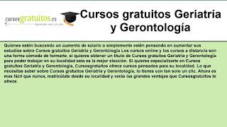 cursos de gerontologia gratis [upl. by Shaughnessy]