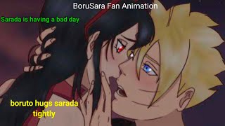 BoruSara  Boruto hugs sarada tightly  sarada having a bad day Fan Animation  SS Senpai [upl. by Nasho]