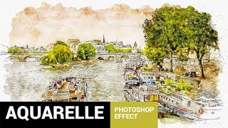 Aquarelleum  Urban Sketcher Photoshop Action Tutorial [upl. by Tanaka807]