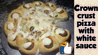 Crown Crust Pizza Cheezious With White Sauce Recipe By Delicious Meals [upl. by Elsi]