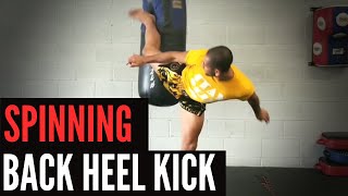 HOW TO DO A SPINNING BACK HEEL KICK [upl. by Alleuqahs418]