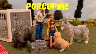 Dogs quilled by porcupine  Playing toys  Canadian Critters  Funny Schleich farm animals [upl. by Nylave175]