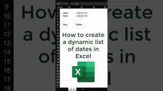 How to create a dynamic date list in Excel [upl. by Eenram]