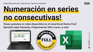 Numeración en series no consecutivas en Excel  Incrementos con valor de 1 [upl. by Ainigriv601]