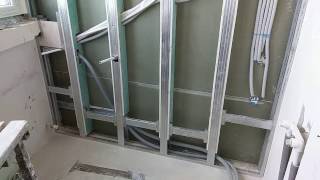 перегородка из гипсокартона с ребрами жесткости Plasterboard install [upl. by Demetra]