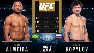 CESAR ALMEIDA vs ROMAN KOPYLOV FULL FIGHT UFC 302 [upl. by Pierette3]