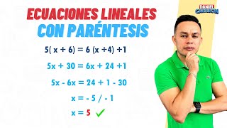 ECUACIONES LINEALES CON PARÉNTESIS Super facil  Para principiantes [upl. by Enyrb]