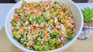 Receta de Ensalada de Quinoa Con Verduras Fácil y Muy Saludable [upl. by Ahsiekin]