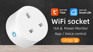 SMATRUL Tuya WiFi UK Smart Plug 16A 220V Wireless Remote Power Monitor for Google Home Alexa [upl. by Dnaleel805]