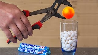 EXPERIMENT Glowing 1000 Degree METAL BALL VS MENTOS [upl. by Adnal]