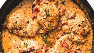 Skillet Chicken in Creamy Sun Dried Tomato Sauce [upl. by Aeirdna]