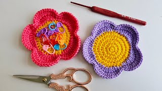 Bello Patrón de Flor a Crochet Posavasos Fácil y Rápido 🌼 [upl. by Nonnaihr382]