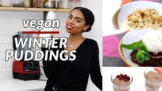 3 EASY DELICIOUS Vegan Winter Puddings  Vegan Baileys Taste Test [upl. by Fachanan227]