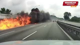 13102024  Tanker lorry bursts into flames on ELITE highway driver narrowly escapes [upl. by Alicec]