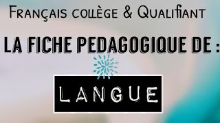 la fiche pédagogique de quotLANGUEquot  niveau secondaire collégial amp qualifiant [upl. by Genevra]