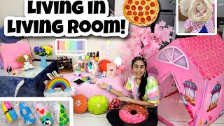 Living in LIVING ROOM for 24 hours🎀🤩✨️  Riyas Amazing World [upl. by Baldridge623]