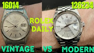 Rolex Datejust daily dont buy vintage 16014 vs 126234 40 years old vs 1 year old Silver 36mm [upl. by Nedearb]