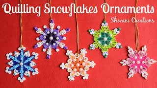 How to make Quilling Snowflakes 5 Different Paper Snowflakes for Christmas Decoration [upl. by Maxa879]