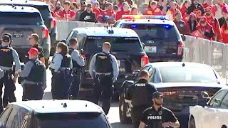 2 in custody after shooting at Kansas Citys Union Station  Super Bowl Parade [upl. by Eimilb]