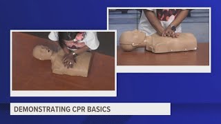 Expert gives CPR AED demonstration [upl. by Annaoi141]