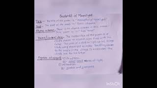 10th std English appreciation Basketful of moonlight [upl. by Yaresed]