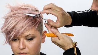 Pixie Haircut Tutorial Plus Bonus Pink Hair Color How To [upl. by Baron178]