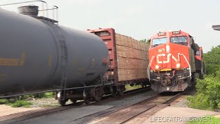 Two Fast CN Freight Trains RACING Same Direction 399 147 [upl. by Kunkle]