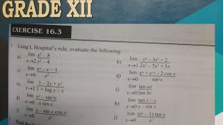 LHospital rule Grade 12 BASIC MATHS😱 Part 1 Ex163 [upl. by Parhe]