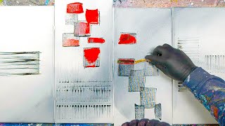 Simple Abstract Painting For Beginners On 4 Canvases  Monochronos [upl. by Sebastiano]