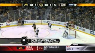 Top 10  NHL Goalie Saves [upl. by Euqimod]