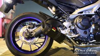 Yamaha MT09 AKRAPOVIC Exhaust Sound－無消音塞 [upl. by Einimod]