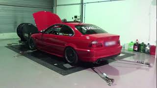 Bmw e46 323ci turbo dyno test 417HP 540NM [upl. by Nytsrik]