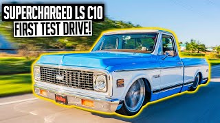 LS3 Swapped amp Supercharged 72 C10 First Drive amp Tune  Slammed Chevy C10 Truck Ep 16 [upl. by Eillat662]