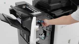 CS963CX833CX961CX962CX963—Paper jam in the staple holepunch finisher and paper transport [upl. by Claudina]