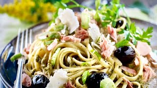 Recette  Linguine au thon et fenouil pesto de fanes [upl. by Haimirej]