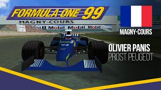 F1 99 ps1 gameplay MagnyCours  Olivier Panis Expert [upl. by Nnanaej270]