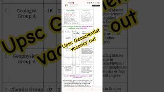 UPSC geoscientist vacency 2024  geochemist geologist [upl. by Ansilma94]