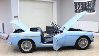 1964 Oselli MGB Roadster 19 Manual For Sale  Concours Restoration Exceptional  Iris Blue [upl. by Bergmann]