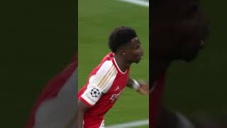 SAKA SCORES AGAINST BAYERN MUNICH IN THE CHAMPIONS LEAGUE ✊ [upl. by Hairahcaz455]