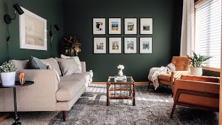 Tips for Decorating a Living Room • Dark Bold Paint Color Makeover [upl. by Lerud447]