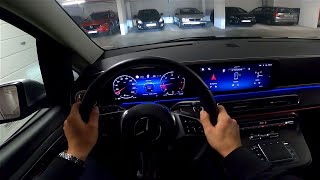 2024 MercedesBenz V 300d 20l 239 HP Night POV Test drive CARiNIK Cool ambient light for a van [upl. by Ahsilav]